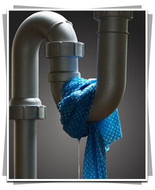 Cloth wrapped around leaking pipe